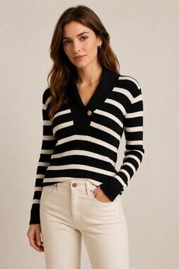 Lauren Ralph Lauren Ribbed Striped Sweater – Women’s Medium